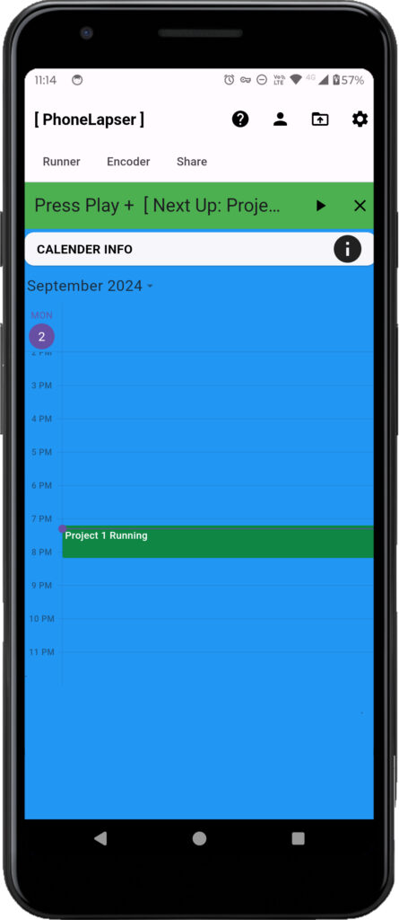 Run project in calendar